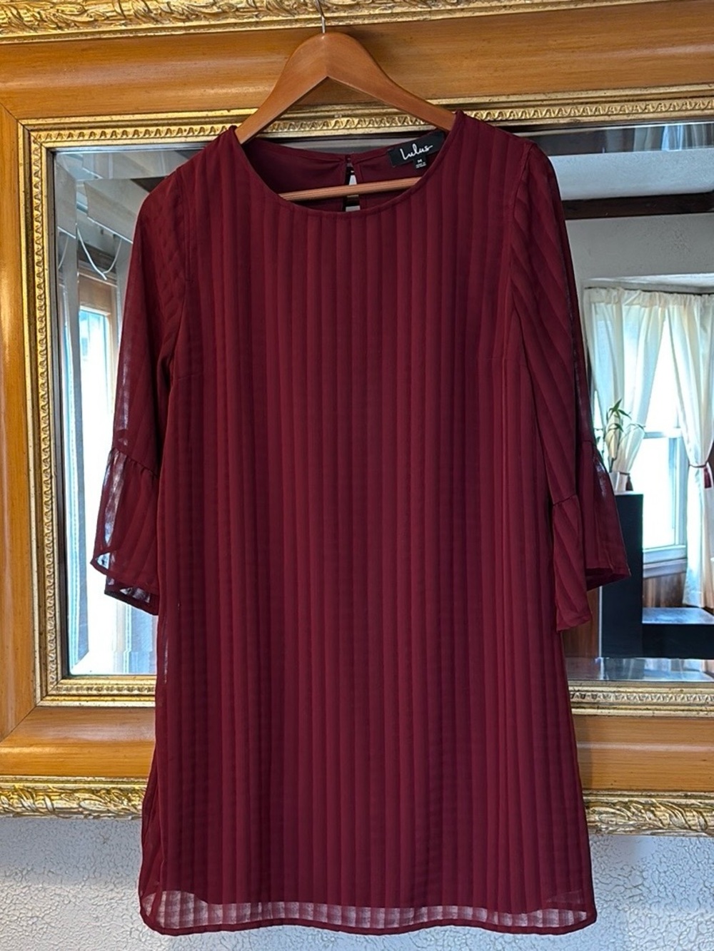 Lulus Burgundy Textured Tunic Top - Size M